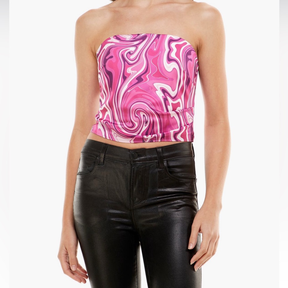 WAYF Kenny fuchsia swirl strapless top small Nordstrom good cond
